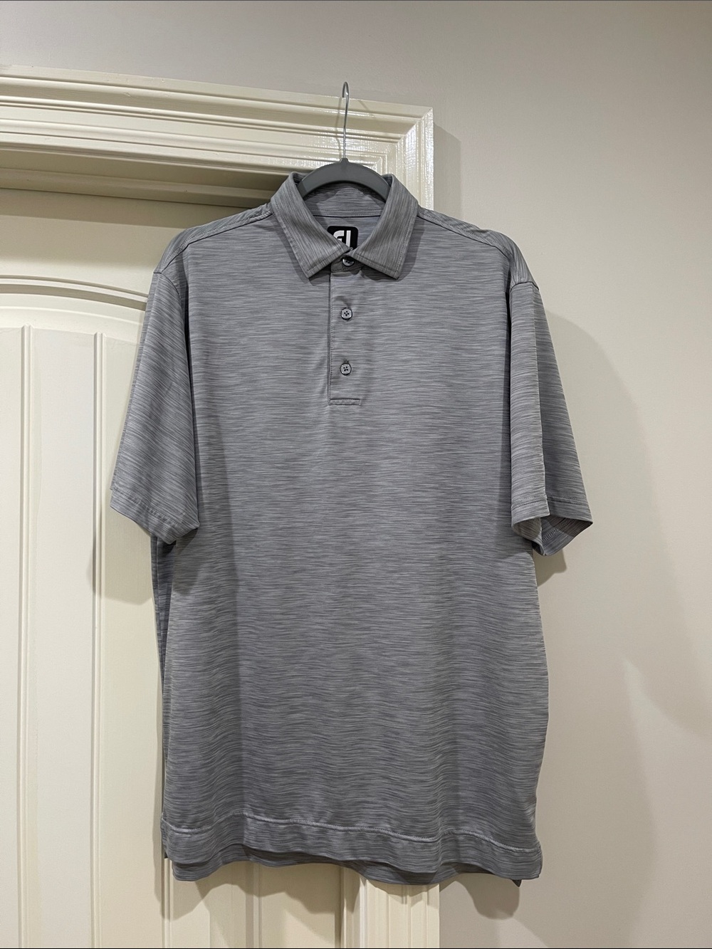 FootJoy M Gray Heather Performance Polo with Sleeve Logo